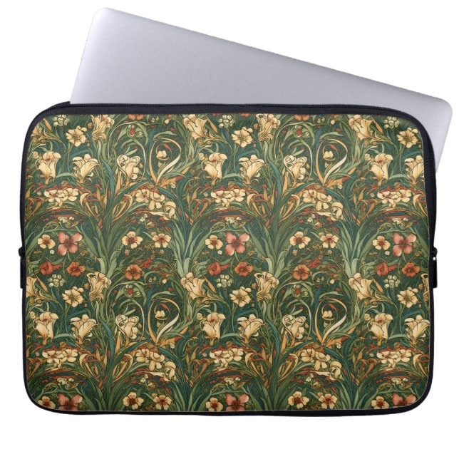 French, vintage, nouveau inspired wildflowers (2) laptop sleeve (Front)