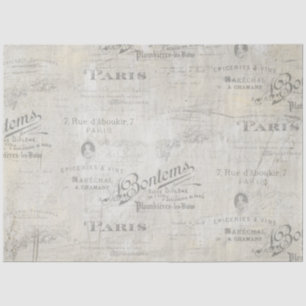 French Vintage Paris Script Ephemera Decoupage Tissue Paper