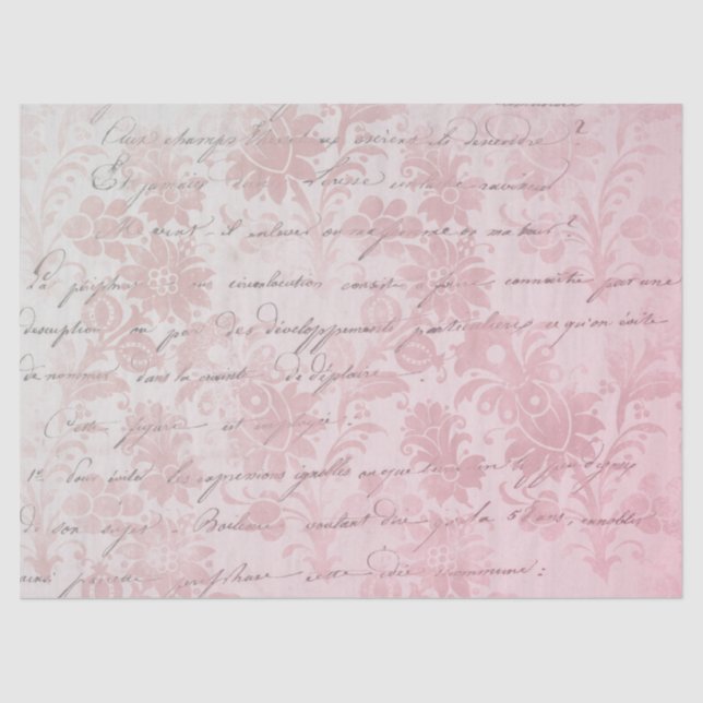 French Vintage Pink Floral Decoupage Tissue Paper (Front)