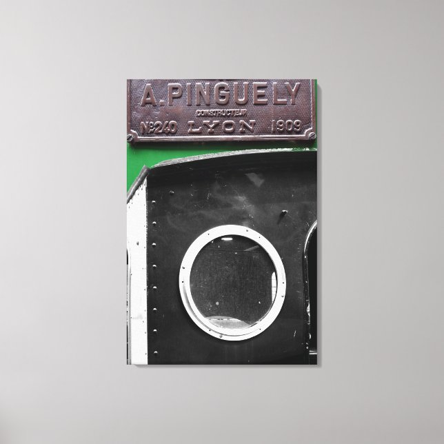 French Vintage Plaque 1909 Steam Engine Canvas (Front)