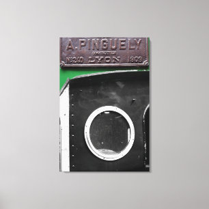 French Vintage Plaque 1909 Steam Engine Canvas Print