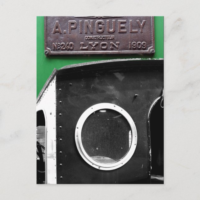 French Vintage Plaque 1909 Steam Engine Postcard (Front)