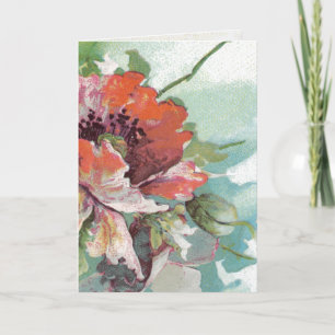 French Vintage Poppy Flower Thank You for Your Card