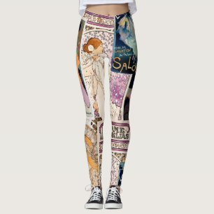 French Vintage Poster Art Collage Personalise Leggings
