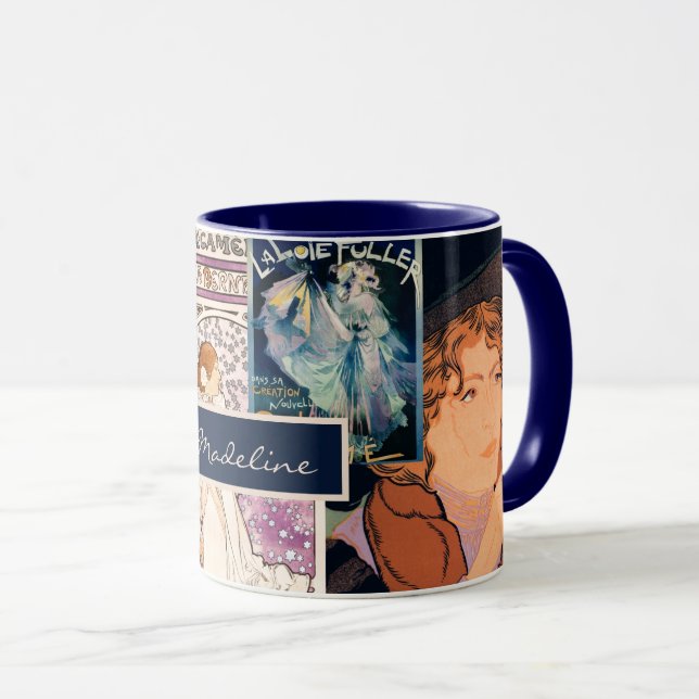 French Vintage Poster Art Collage Personalised Mug (Front Right)