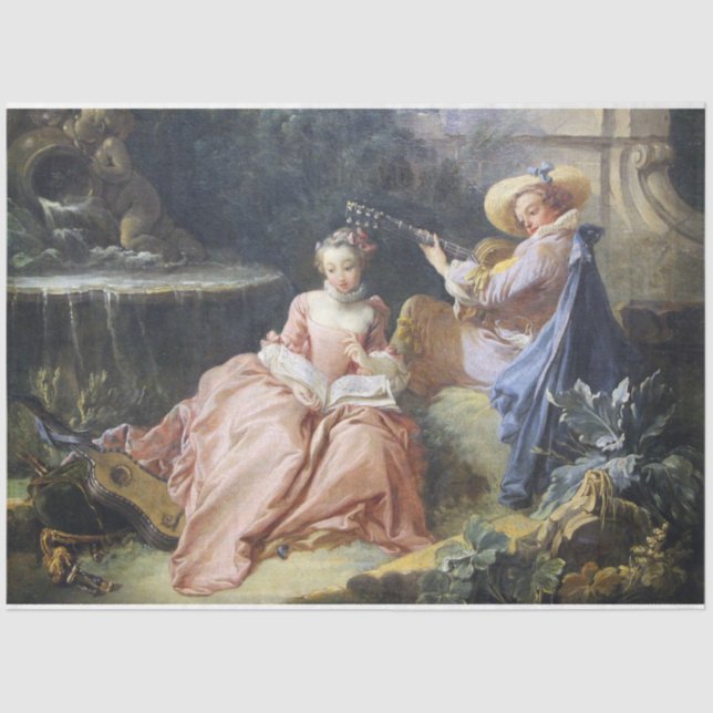 French Vintage Rococo Painting Decoupage Tissue Paper (Front)