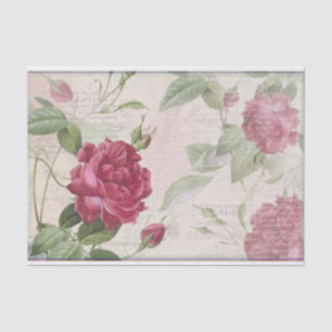 French Vintage Rose Ephemera Decoupage Tissue Paper