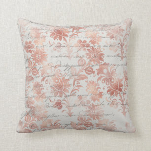 French Vintage Rose Gold Floral Cushion