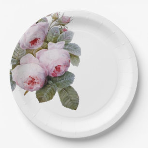 French vintage roses paper plate
