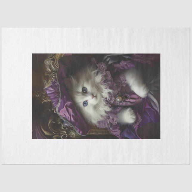 French Vintage Royal Cat Decoupage  Tissue Paper (Front)