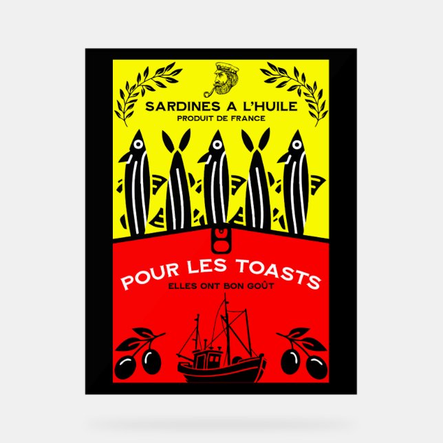French Vintage Sardine Kitchen Acrylic Sign (Front)