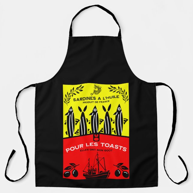 French Vintage Sardine Kitchen Apron (Front)