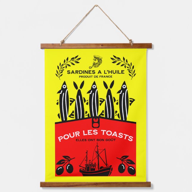 French Vintage Sardine Kitchen Hanging Tapestry (Front)
