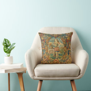 French Vintage Tapestry Jewel Tones Colourful Cushion