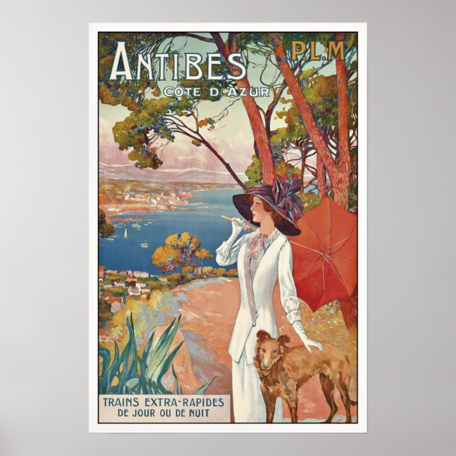 French Vintage Travel Poster Antibes Côte d'Azur (Front)