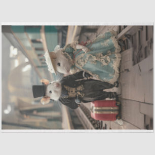French Vintage Travelling Mice Decoupage  Tissue Paper