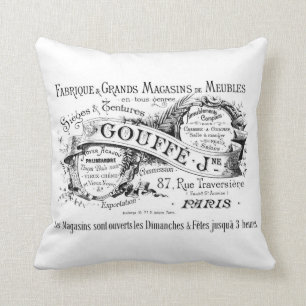 french vintage typography shabby chic cushion