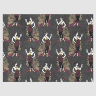 French Vintage Woman with Wine on Black Decoupage Tissue Paper