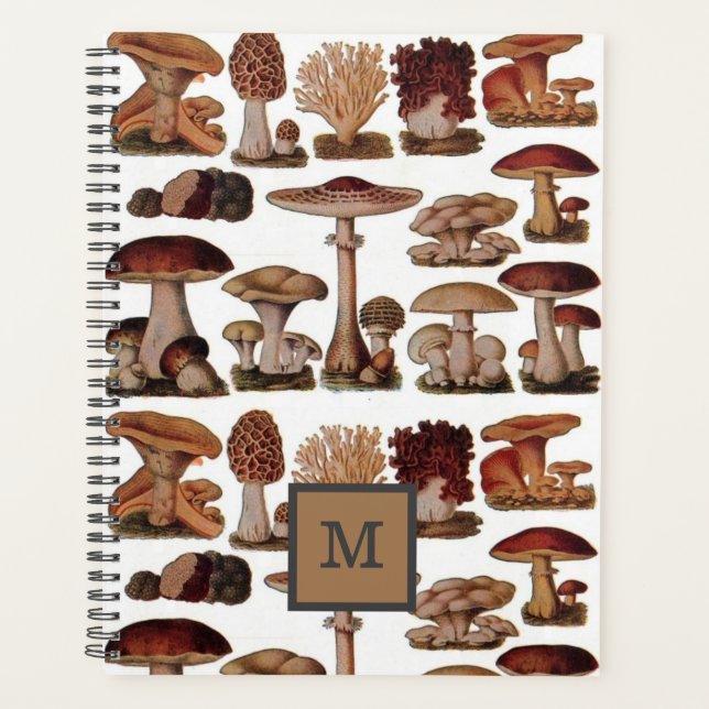 french vintage woodland botanical mushroom planner (Front)