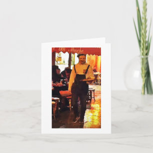 French Waiter in Paris France Art Print Notecard
