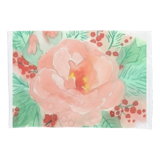 French watercolor rose pillowcase (Front)