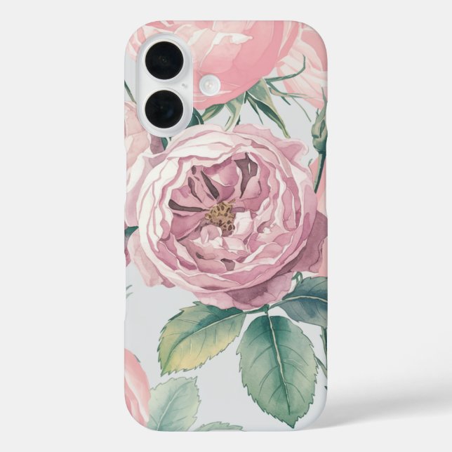 French watercolor roses pattern iPhone case (Back)