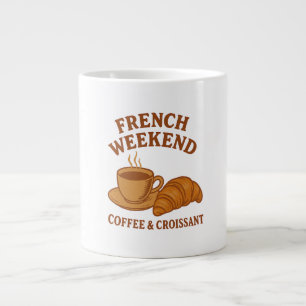 French Weekend Tee – Coffee & Croissant Large Coffee Mug