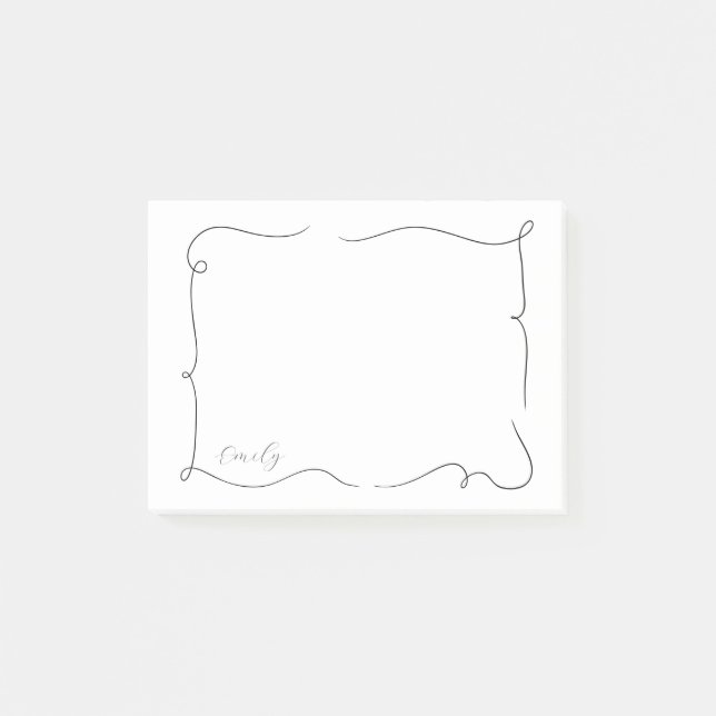 French Whimsical Script Custom Name  Post-it Notes (Front)