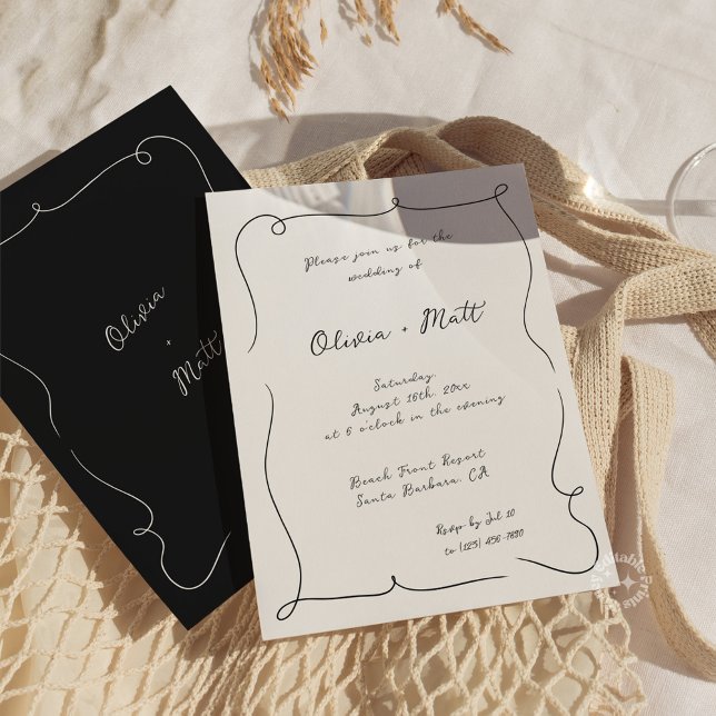 French Whimsical Script Wedding Invite White (French Whimsical Script Wedding Invite White)