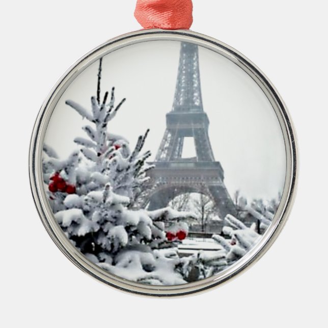French White Christmas Metal Tree Decoration (Front)