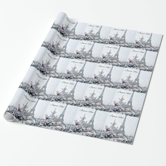 French White Christmas Wrapping Paper (Unrolled)