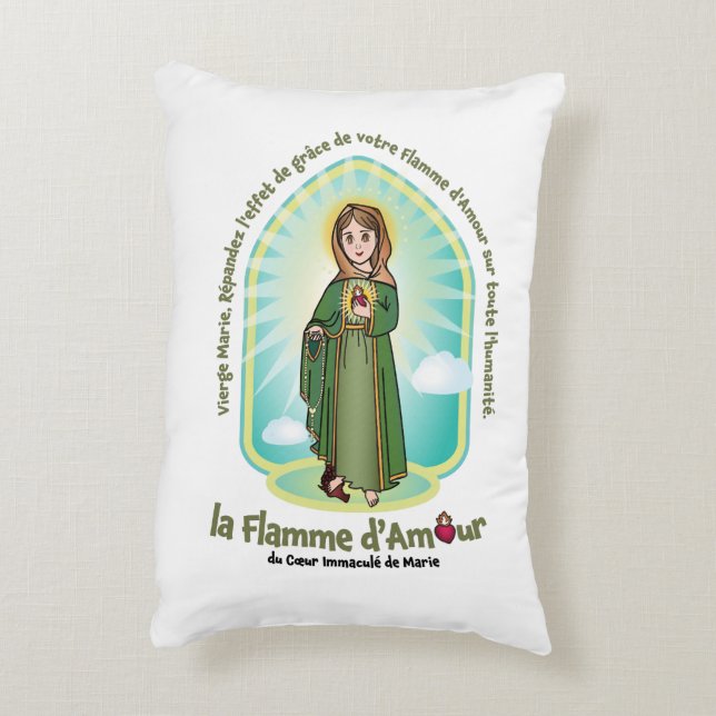French WHT Bg Kids FOL Mary Icon + Unity Prayer  Decorative Cushion (Back(Vertical))