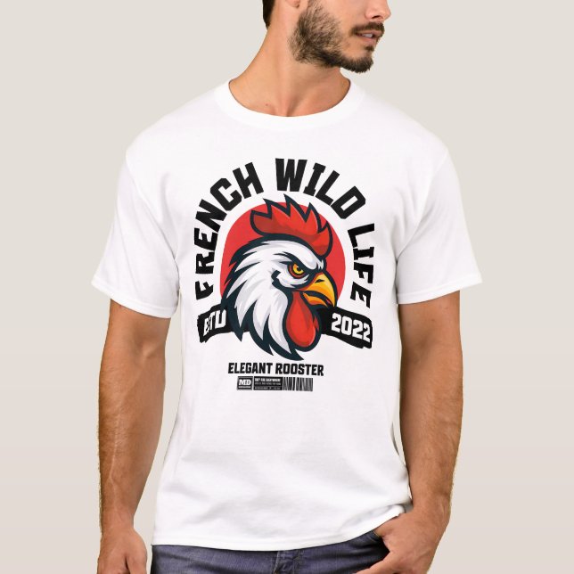 French Wild Life - Elegant Hahn T-Shirt (Front)