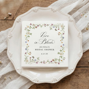 French Wildflower Love in Bloom Bridal Shower Napkin