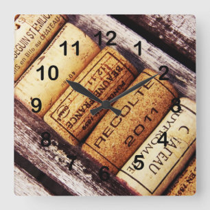 French wine bottle corks collection square wall clock