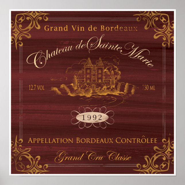 French Wine LabelArt:Bordeaux Poster (Front)