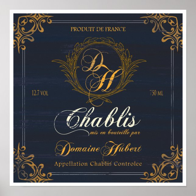 French Wine LabelArt:Chablis Poster (Front)