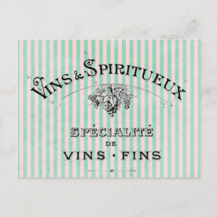 French Wine on Stripes Postcard