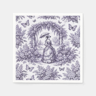 French Woman In a Garden Toile de Jouy Napkin