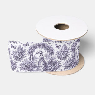French Woman In a Garden Toile de Jouy Satin Ribbon