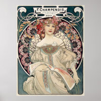 French Woman with Flowers Poster