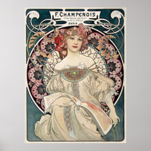 French Woman with Flowers Poster