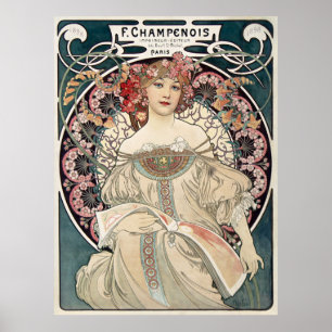 French Woman with Flowers Poster