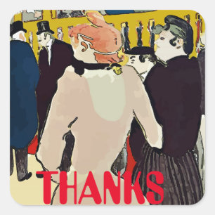 French Women Walking, add text, Square Sticker