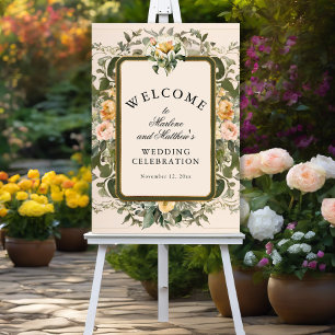 French Yellow Floral Elegant Victorian Wedding Poster