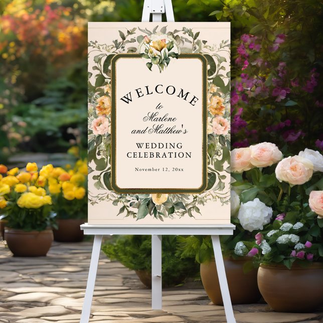 French Yellow Floral Elegant Victorian Wedding Poster (Creator Uploaded)