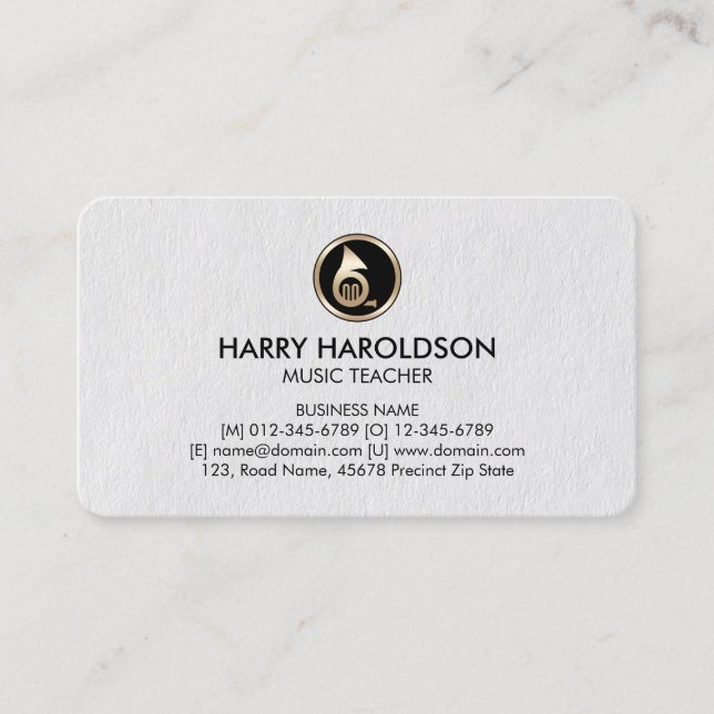 FrenchHorn Icon Music Teacher Premium BusinessCard Business Card (Front)