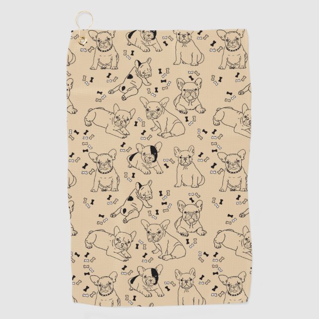 Frenchie and Bones Golf Towel (Front)
