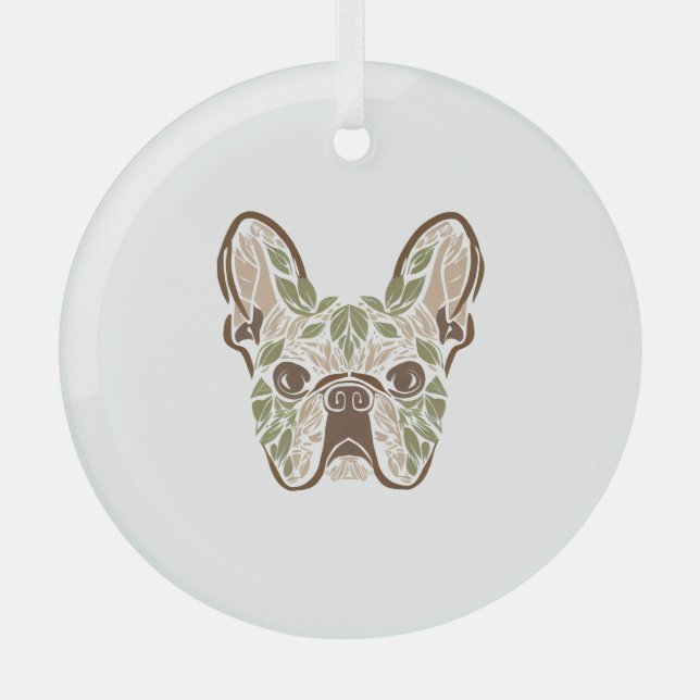 Frenchie art glass tree decoration (Front)