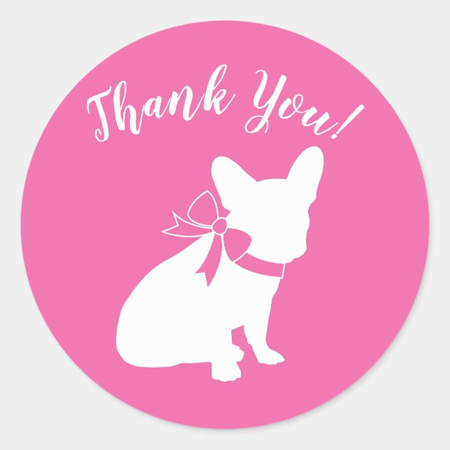 Frenchie Baby Shower French Bulldog Pink Classic Round Sticker (Front)